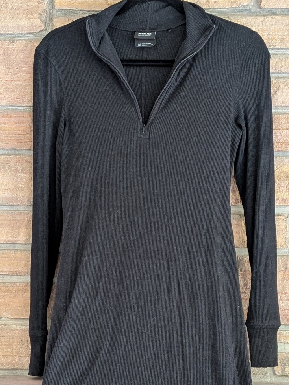Prana Black Ribbed Long Sleeve Dress with Half-Zip